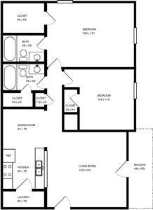 2 Bedroom / 2 Bath - 1,027 Sq Ft.*